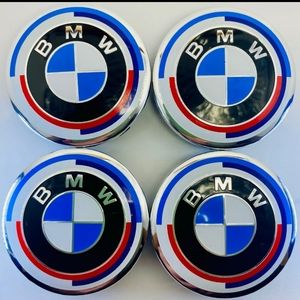 4 new 50th anniversary BMW tire rim Center Caps